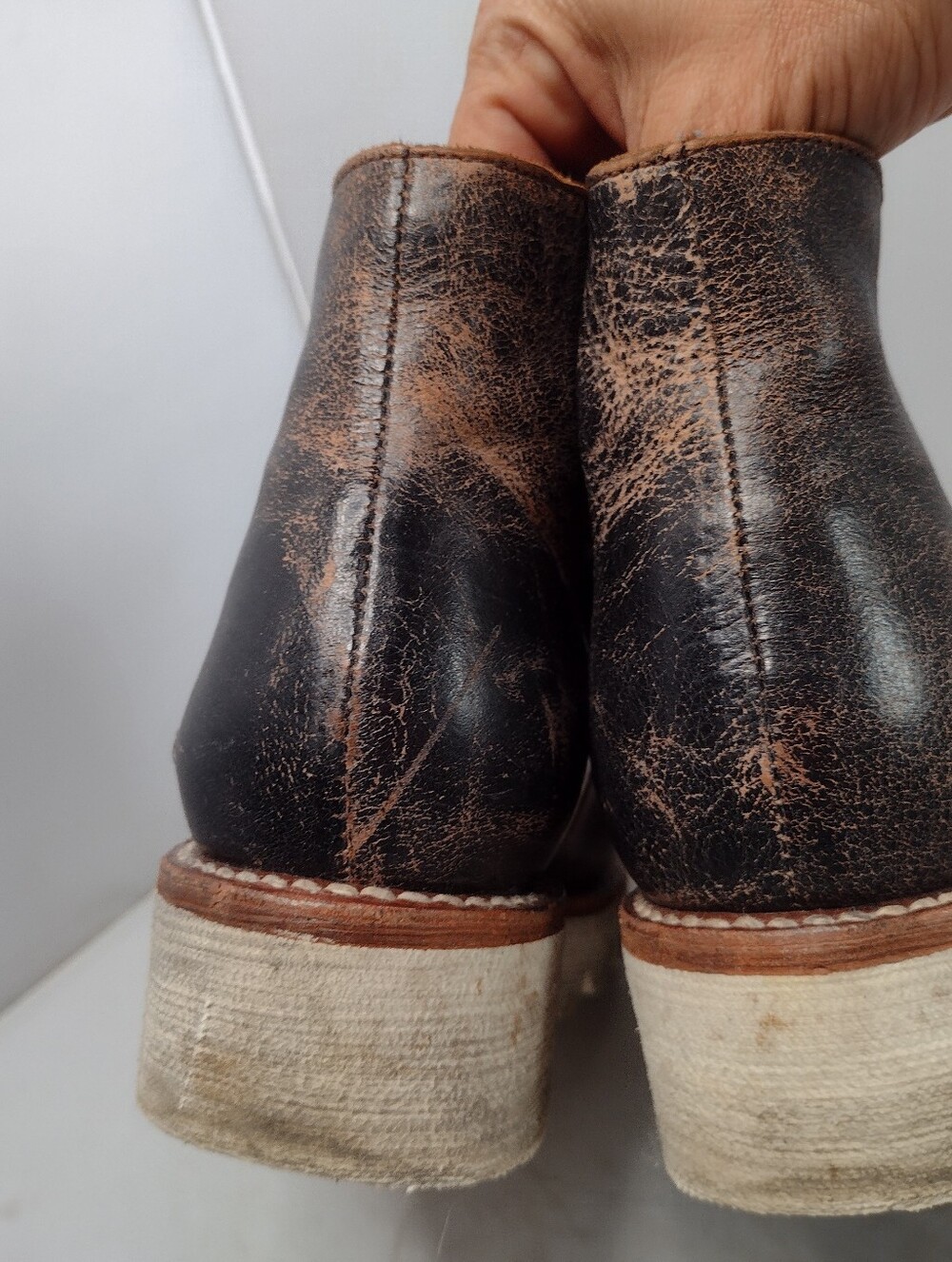 Bed Stu Women's Lydyi 8 Brown Leather Side Zip Ankle Boots Booties Platform A23 - Picture 7 of 10